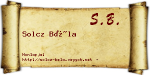 Solcz Béla névjegykártya